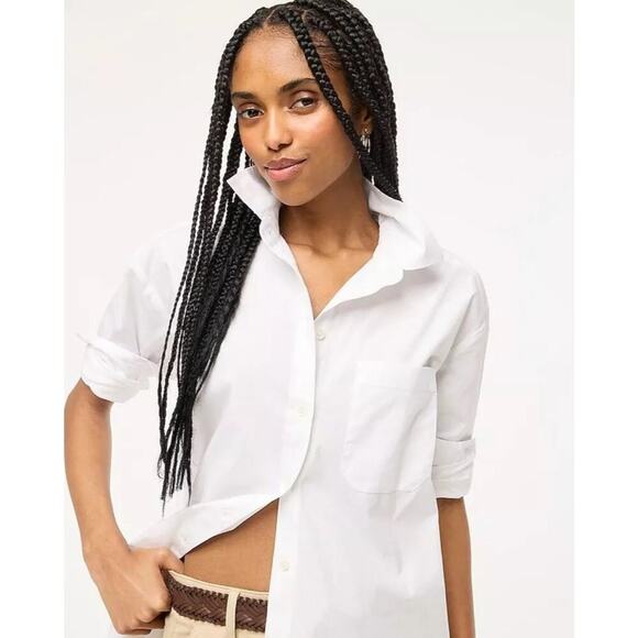 NEW J. Crew Petite Small White Relaxed‎ button-up shirt NWT - Picture 1 of 8